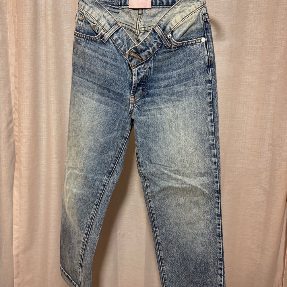 REVICE Blue Straight Leg Jeans with Vintage Wash